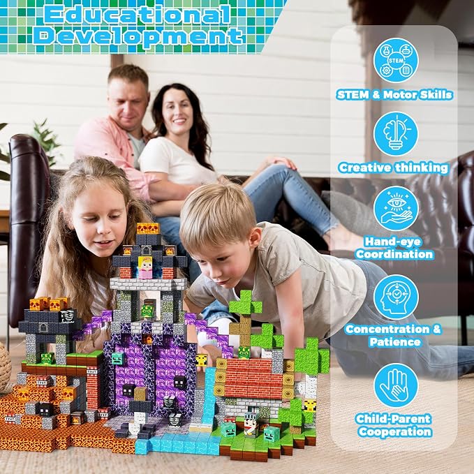 Magnetic Building Blocks - 150PCS Magnet Block Cubes Dark Hell Forest Castle, STEM Toy Building Sets for Kids Age 3+, Montessori Stacking Construction Toys for Easter Gift Boys Girls Age 4-8, 8-12 - Image 6