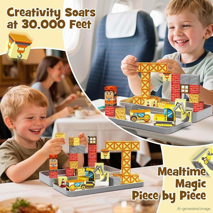 Magnetic Building Blocks for Kids, STEM Engineering Travel Toys with Portable Iron Box, Educational Construction Set for Toddlers Ages 3-8（35 Piece） - Image 2