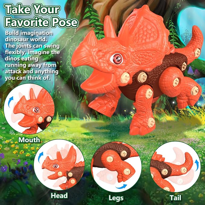Jasonwell Kids Building Dinosaur Toys - Boys STEM Take Apart Construction Set Educational Dino Kit Play Set Easter Party Favors Christmas Birthday Gifts for Toddler Girls Age 3 4 5 6 7 8 + Year Old - Image 4