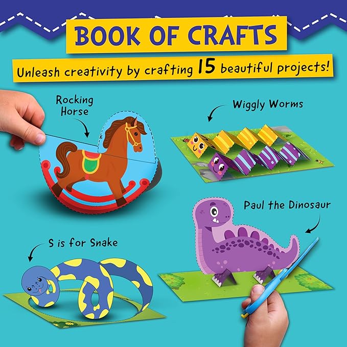 Funcils Toddler Scissor Skills - Art Supplies & Crafts Kit for Kids, Safety Scissors, Fine Motor Toys, Montessori Gifts for Boys & Girls Ages 3, 4, 5, 6, 7 Year Old, Preschool Learning Activity Books