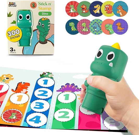 iPlay, iLearn Kid Dinosaur Sticker Stamp Activity Set - 400+ Stickers 18-Page Activity Book, Toddler Creative Mess-Free Art Craft Educational Travel Toy Birthday Stocking Gift 3 4 5 6 Yr Old Girl Boy
