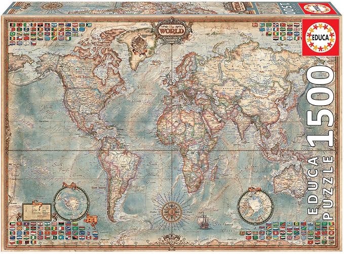 Educa Political Map of The World Puzzle, 1500-Piece by Educa