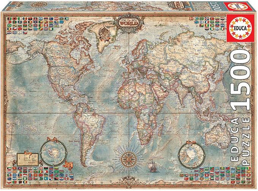 Educa Political Map of The World Puzzle, 1500-Piece by Educa