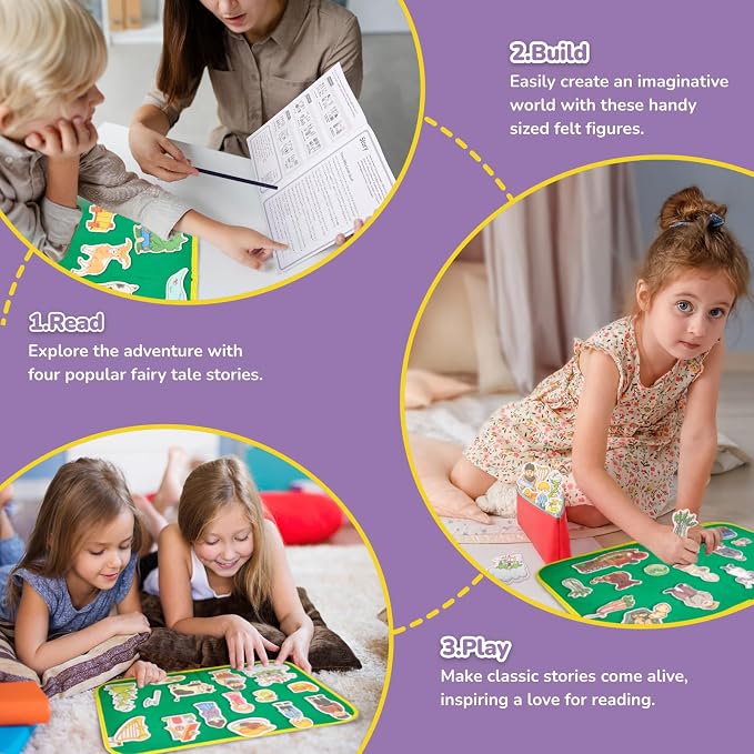 CHEFAN Felt/Flannel Board Story Set of 4, PRECUT Felt Pieces for Preschool Toddlers, Stone Soup, The Three Billy Goats Gruff, Jack and Beanstalk, The Boy Who Cried Wolf - Image 5