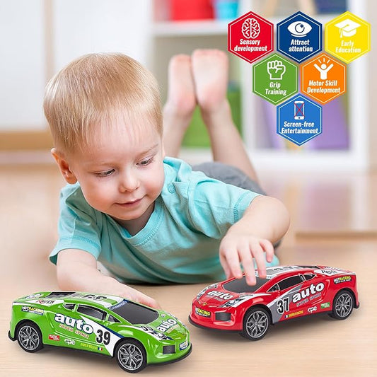 7 Inch Race Toy Cars for Toddler Boys Girls Friction Powered Push and Go Trucks Car Toys for Kids Ages 3 4 5 6 Year Old Birthday Gifts Christmas Stocking Stuffers