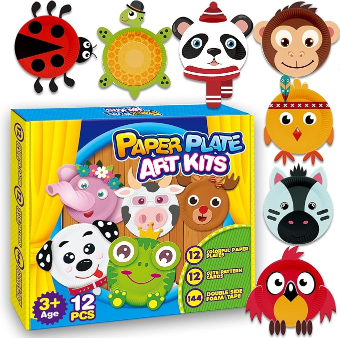 V-Opitos Arts and Crafts Kits for Kids, 12 Pack Simple Animal Paper Plate Crafts for Toddler Age of 2, 3, 4, 5 Years Old, Fun Preschool Classroom Activity Project for Boy & Girl by Wearecommittedtotheresearchandproductionofhigh-qualitykidstoysschoolofficesuppliesandholidayproducts