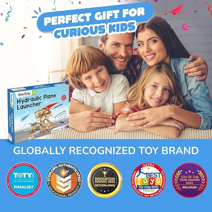 Smartivity DIY 2in1 Hydraulic Paper Airplanes & Darts Launcher STEM Toy for Kids Ages 6-14 Years I Birthday Gifts for Smart Kids | Science Kit for Boys & Girls 6, 8,10,12,14 Years Old