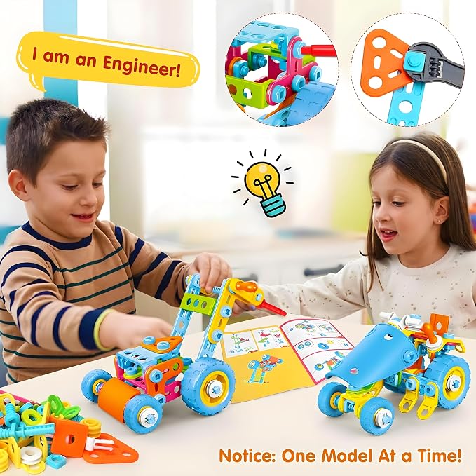 MOONTOY STEM Toys for 3 4 5 6 7 8+ Year Old Boy Birthday Gift, Building Toys for Kid Age 4-8 5-7 6-8 8-12, Preschool Educational Stem Kit Creative Activities for Boys Girls Christmas Idea Gift 118pcs - Image 5