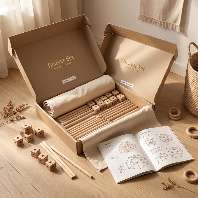 Little Genius Wooden Fort Building Kit for Kids – 68 PCS Beech Wood Fort Builder | Fort Building Kit for Kids 4-8 & 8-12 | STEM Indoor Fort Kit | Build a Fort | Includes Storage Bag & Assembly Book - Image 5