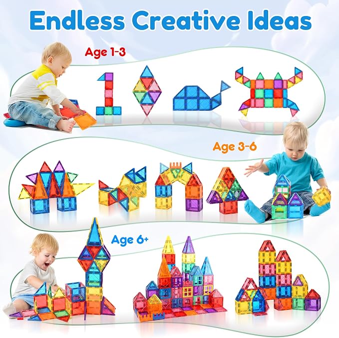 NVHH Magnetic Tiles for Kids Ages 3-5 4-8 Magnetic Blocks Creative Toys - Image 3