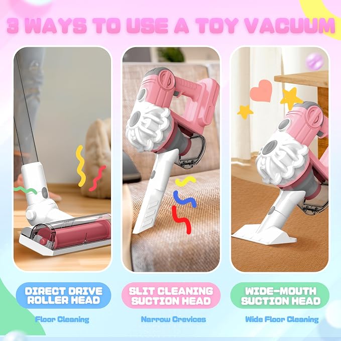 SMILESSKIDDO 3-in-1 Kids Vacuum that Really Works, Toy Vacuum for Kids - Image 6
