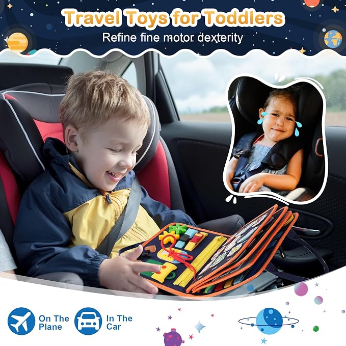 Teefrye Toddlers Busy Board Montessori Toys for Boy Learning Activity Book - Image 4