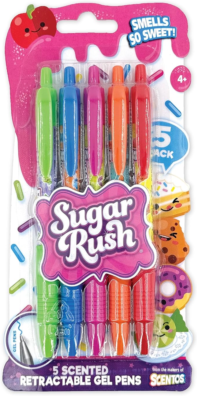 Sugar Rush Scented Pen and Marker Bundle – 56-Count Art Supplies Set with Gel Pens, Fineline Markers, Retractable Pens, and Candy Scented Markers – Non-Toxic for Kids Ages 3+
