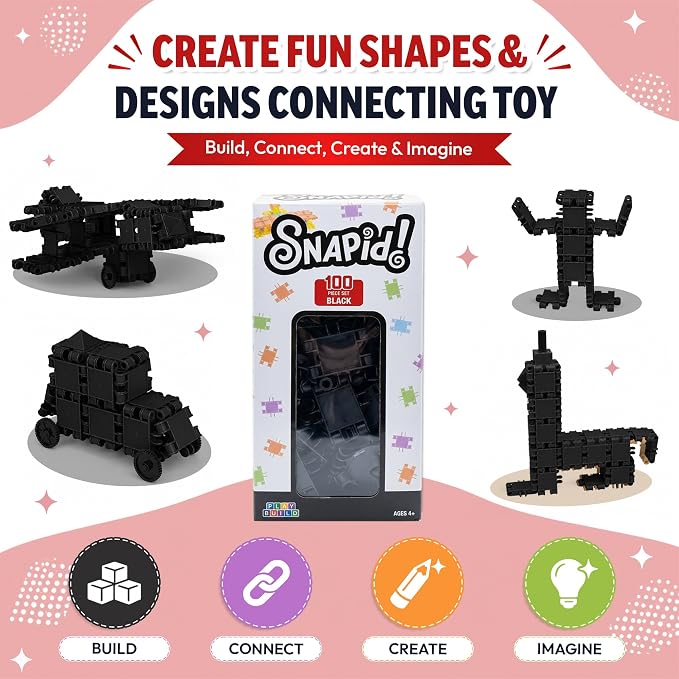 100 Piece Black Snap Connecting Building Toy Set for Kids - Image 2