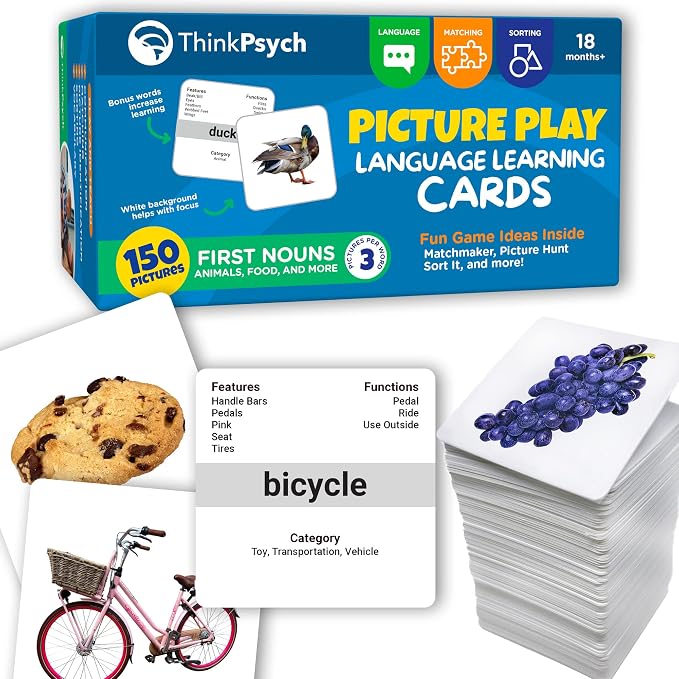 ThinkPsych First Nouns Flash Cards - 150 Picture Cards for Speech Therapy by ThinkPsych