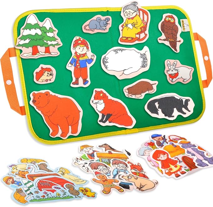 CHEFAN 4 Pack Felt Board Story Set, The Mitten, The Little Red Riding Hood, Gingerbread Man, Ugly Duckling, Precut Felt/Flannel Figure Pieces Teaching Wall for Preschool Activity Early Storytelling by CHEFAN