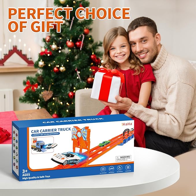 Transport Truck with 24pcs Die-Cast Cars Toys, Cars Toddler Toys Gifts for 2 3 4 5 6 7 Years Old Boys Girls