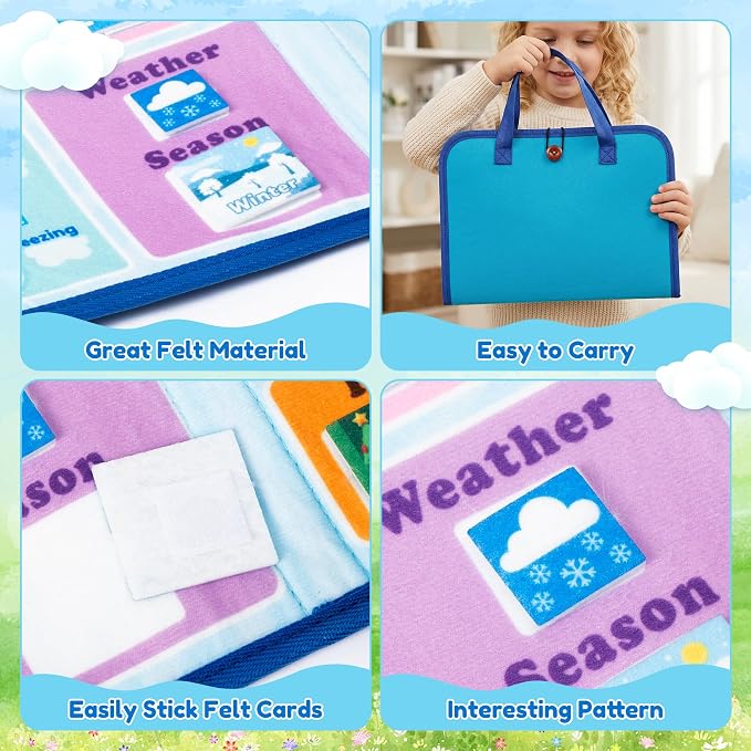 WATINC Travel Felt Board Story Set - Portable Felt Board Educational Birthday Gift for Boys Girls, Themed Storytelling Preschool Early Learning Interactive Play Kit for Toddlers (Calendar) - Image 3