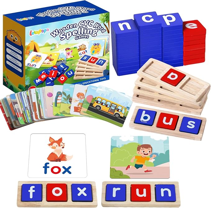 CVC Word Spelling Games, Learning Toys Gifts for 3 4 5 6 Year Old Kids by Letapapa