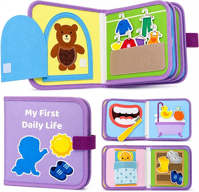 Busy Book for Toddlers 1-3,Montessori Daily Life Felt Activity Book by Unknown