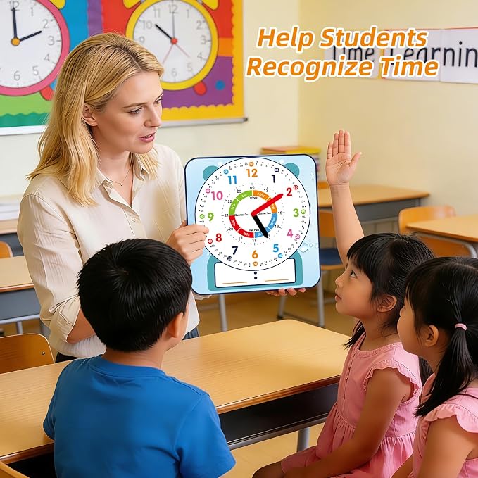 ANCOMEDO Large 12" Magnetic Writable Dry Erase Teaching Clock,Teaching Demonstration Clock for Kids Learning Time with Cute Style for Home School Classroom Supplies(12" x 11") - Image 4