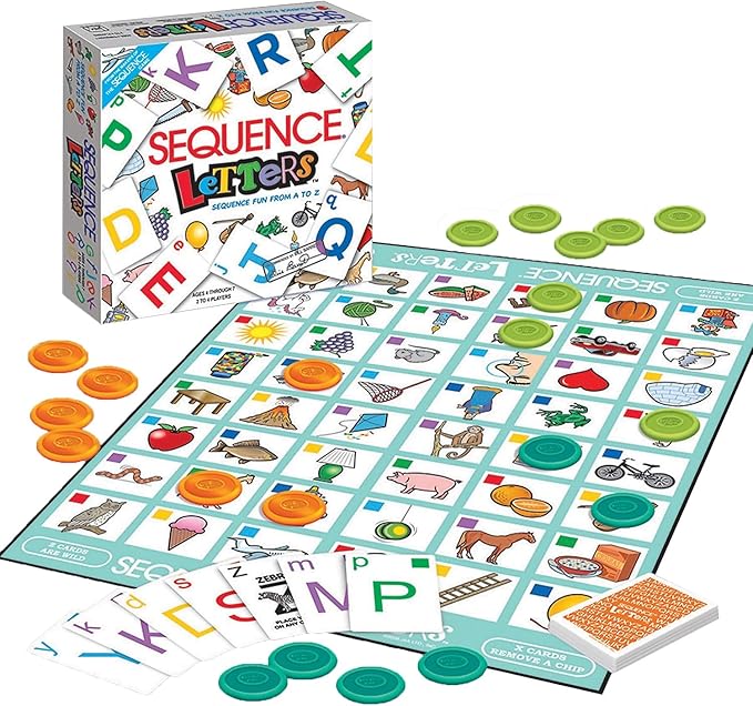 SEQUENCE Letters by Jax - Educational Board Game - Learn Alphabet from A to Z - Strategy Card Game for Kids Ages 4-7 - Preschool Learning - Family Game Night - Early Reading Skills Development by Goliath