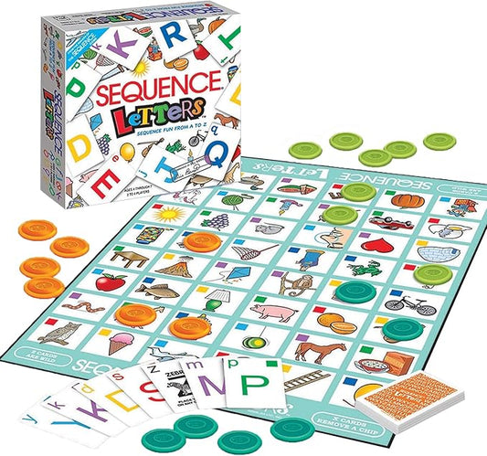 SEQUENCE Letters by Jax - Educational Board Game - Learn Alphabet from A to Z - Strategy Card Game for Kids Ages 4-7 - Preschool Learning - Family Game Night - Early Reading Skills Development by Goliath