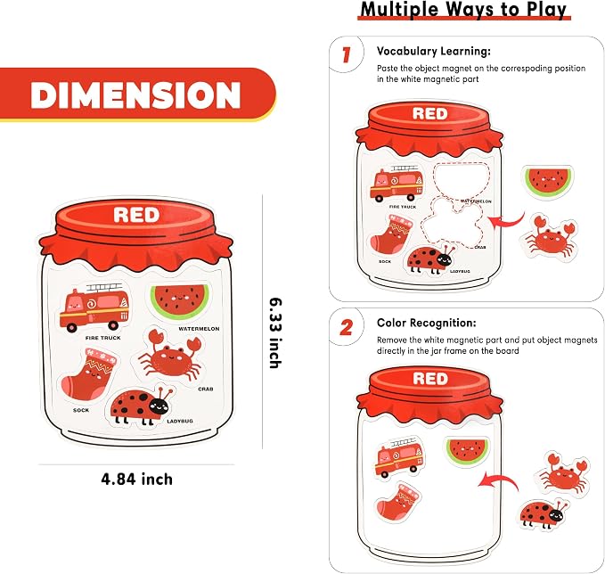 Magnetic Color Sorting Set for Fridge Toddlers 2 3 4 5 Montessori Color Learning for Whiteboard Basic Vocabulary Learning Kitchen Toys Kids pre-k Homeschool Classroom Must Haves - Image 7