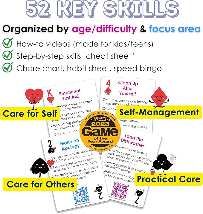 Mind Brain Emotion 52 Essential Life Skills: No-Excuses Game to Teach Kids, Teens & Adults How to Care for Self & Chores, Practical Solution for Responsible Boys, Confident Girls, Happy Family - Image 4