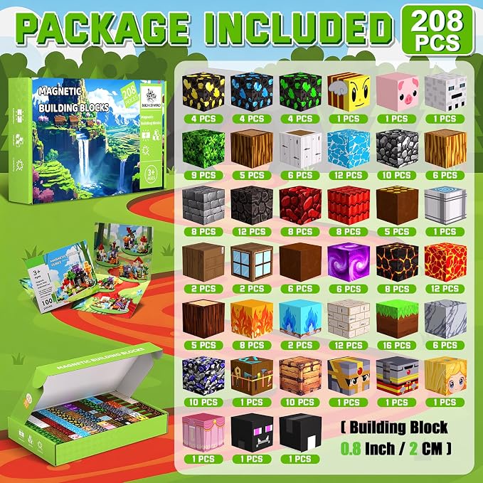 208PCS Magnetic Blocks, Building Cubes, Boys Kids Gifts Toys - Image 2
