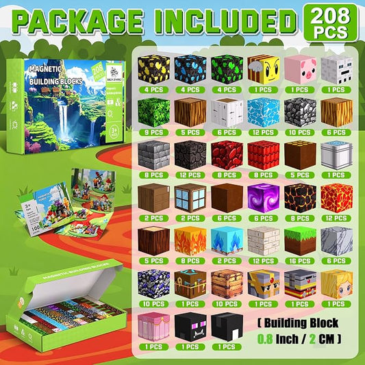 208PCS Magnetic Blocks, Building Cubes, Boys Kids Gifts Toys - Image 2