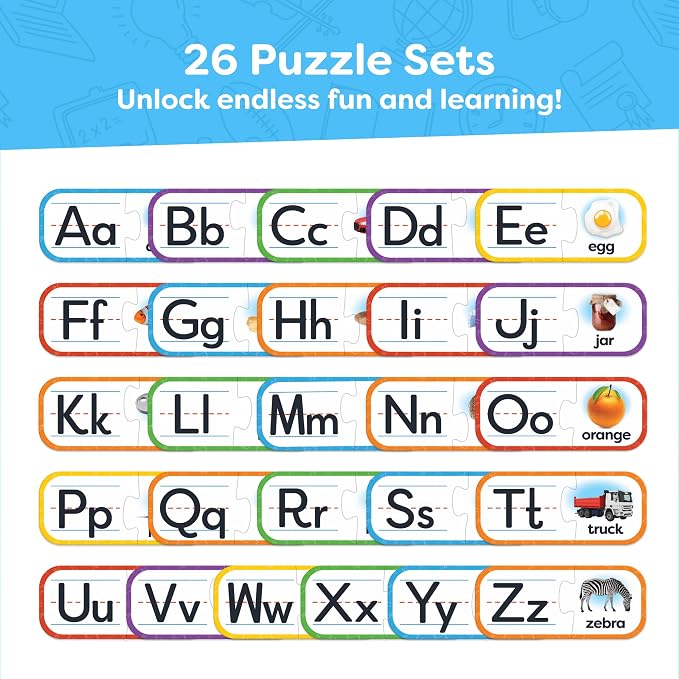 Alphabet Puzzle Games for Kindergarten - 26 Pairs Self-Correcting ABC Puzzles for Kids Ages 3-5 - ABC Puzzle Matching Game, Alphabet Puzzles Toddler Learning Toys - Preschool Classroom Must Haves - Image 2