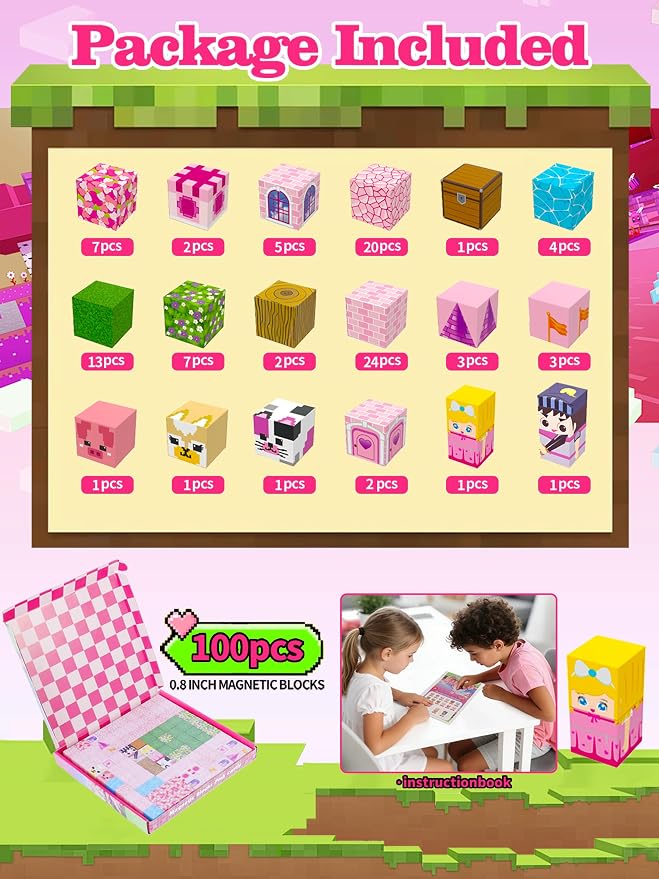 100PCS Princess Castle Magnetic Blocks for Girls, STEM Sensory Building Toys, 3D Magnetic Construction Set for Kids Ages 3-8, Birthday - Image 7
