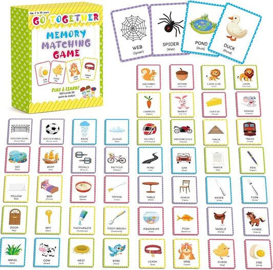 gisgfim 100 PCS Go Together Memory Matching Game Associations Learning Flashcards Educational Vocabulary Sorting Concentration Memory Card for Preschool Ages 3-8 A Fun & Fast Activities Matching Games by gisgfim
