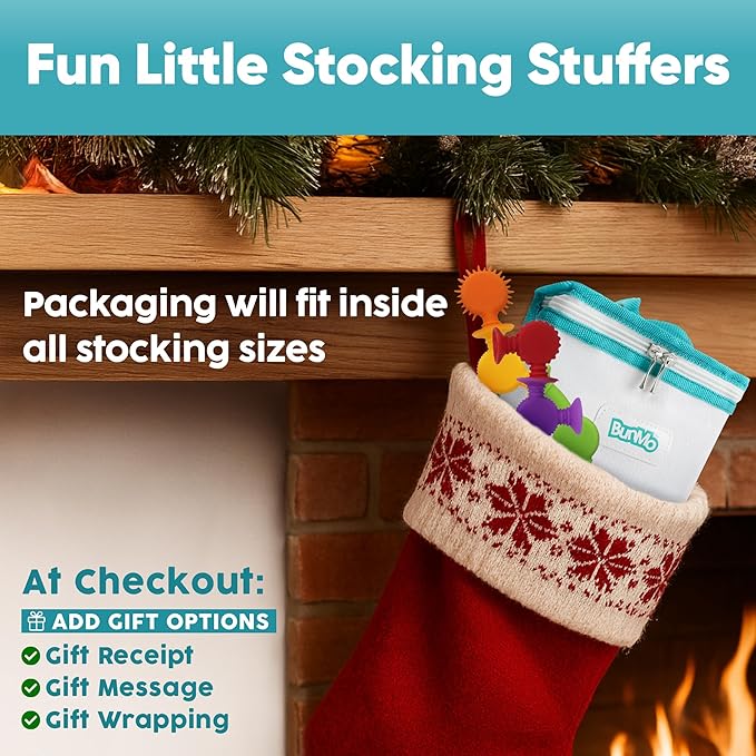 BUNMO Stocking Stuffers for Kids - Toddler Suction Bath Toys - Connect, Build, Create - Toddler Stocking Stuffers - Fine Motor Skills - Stimulating Sensory Fun - Textured 44 Pack