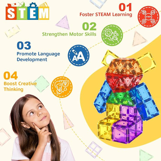60 PCS Magnetic Building Tiles Kids Toys STEM Magnetic Blocks Sensory Toys - Image 2