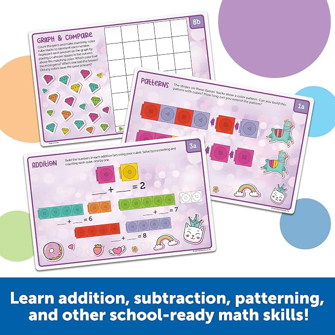 Learning Resources MathLink Cubes Kindergarten Math Activity Set Mathtastics! - Classroom Must Haves, Preschool Activities, Teacher School Supplies, Toddler Montessori Toys, Math Manipulatives - Image 2