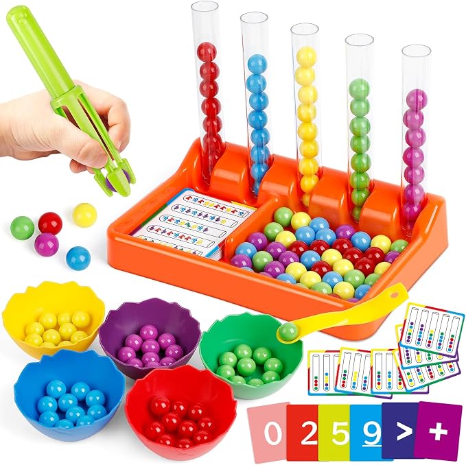 Aizweb Counting and Color Sorting Toys for Toddlers,Tweezer Tongs Color Sorting Kit,Montessori Preschool Kindergarten Learning Activities,STEM Math Manipulatives,Educational Fine Motor Skills by AIZWEB