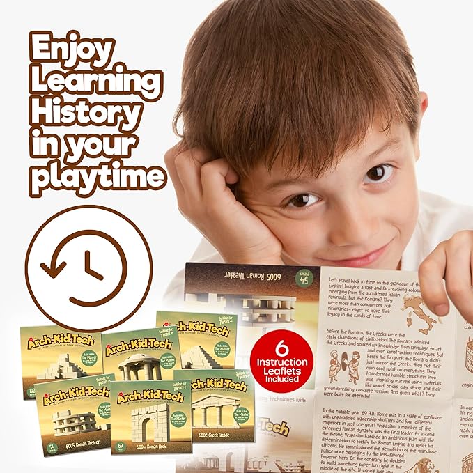 Taksa Toys Arch•Kid•Tech® The Master's Set– Architectural Building Blocks Set for Learning History and Ancient Building Techniques