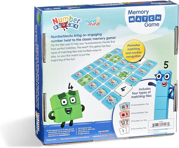 hand2mind Numberblocks Memory Match Game, Tile Game, 80 Tiles, Ages 3+ - Image 9