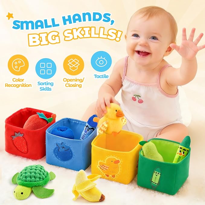 JoyCat Montessori Baby Toys 6-12 Months, 12PCS Sensory Sorting Boxes - Image 2