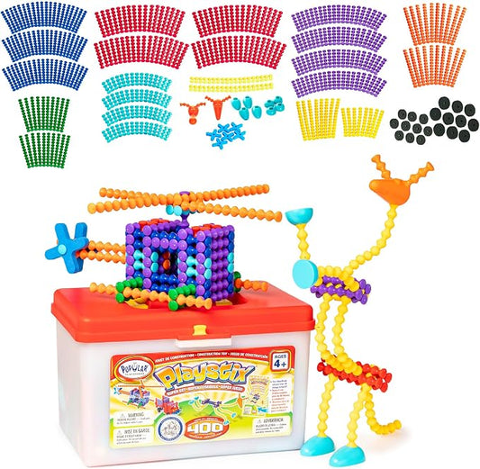 POPULAR PLAYTHINGS Playstix, Super Set 400 Piece, Building Sticks Kit by PopularPlaythings