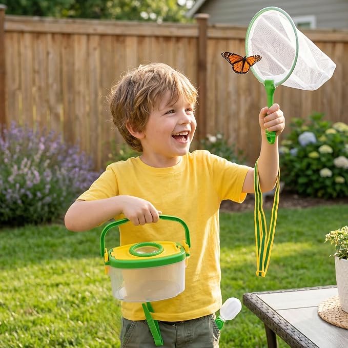 Bug Catcher Kit 6 Pcs - Insect Catching Set with Net, Bug Box, Magnifier & Tweezers - Outdoor Explorer Toy for Kids Age 3-12(Green 6 Pcs) - Image 4