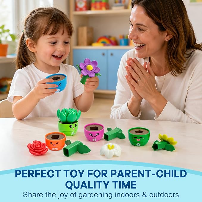 GEERAY 5 Sets Montessori Toddler Flower Garden Toys, Color Shape Sorting & Matching Game for Kids, Spring Toy Sensory Gardening Gift for 1 2 3 Year Old Girls & Boys, Preschool Classroom Learning - Image 4