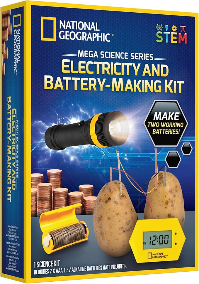 National Geographic Battery Making Science Kit with 2 STEM Projects by BlueMarbleToys