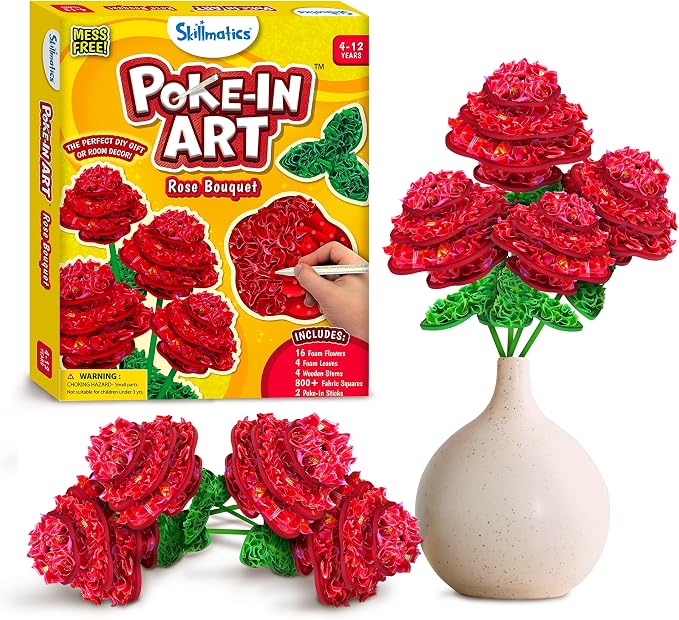 Skillmatics Poke-in Art – Rose Bouquet, Wood Craft Kit, Gift for Kids by Skillmatics