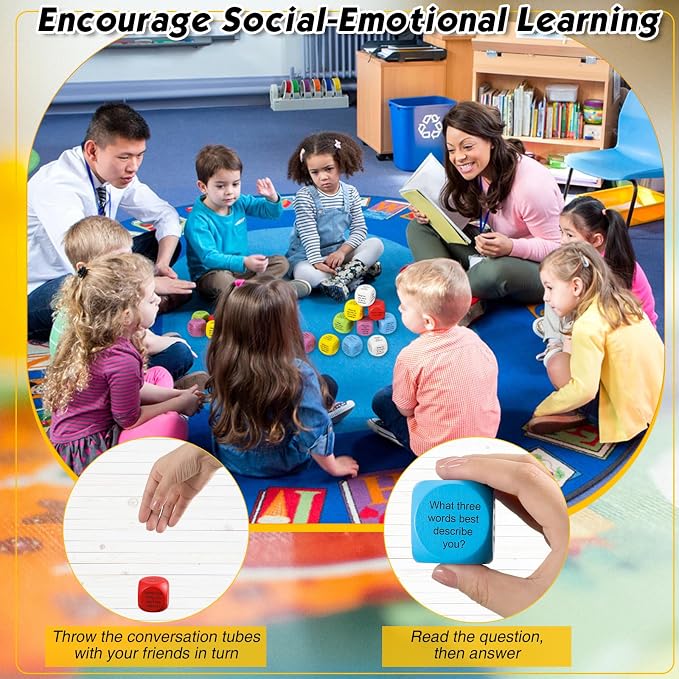 Hanaive 12 Pcs Learning Conversation Cubes,Wood - Image 5