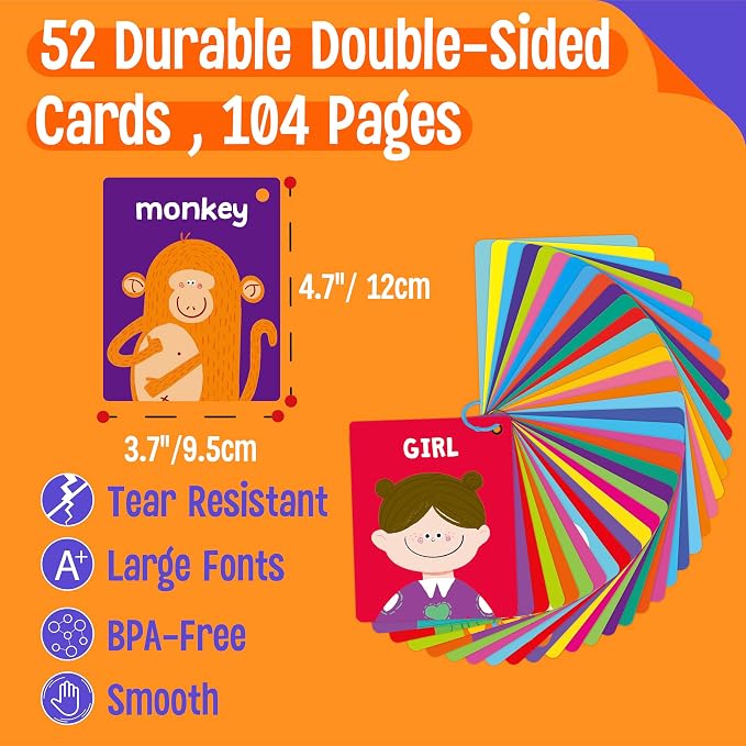 SpriteGru Alphabet Flash Cards, 52 Double Sided Cards, Uppercase & Lowercase Letter Cards, Letters and Sight Words Learning Cards for Preschool and Toddlers Learning - Image 2