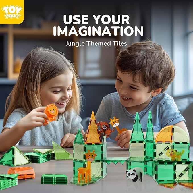 TOY Life 56-Piece Animal Magnetic Tile Building Set, STEM Toy, Ages 3+ - Image 3