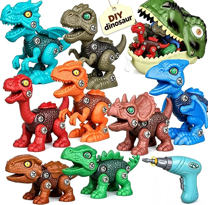 Drefirsa Dinosaur Toys for Kids Age 3-5 5-7, 8Pcs Take Apart Dinosaur Set by Drefirsa